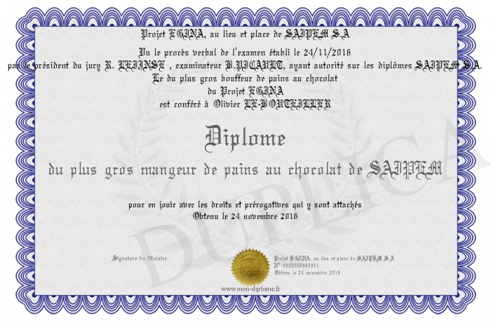 diplome en chocolat
